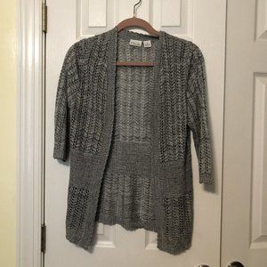 Kim Rogers Petite open front cardigan gray knit sweater Size PL